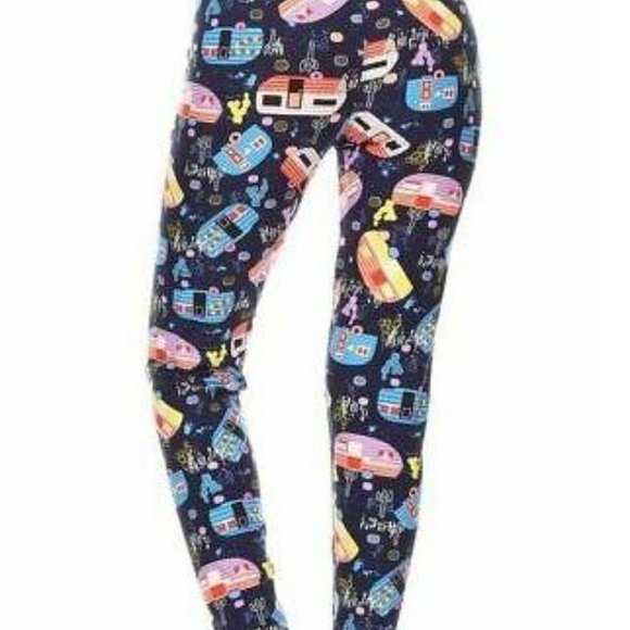 BLUE HAPPY CAMPER RV PLUS LEGGINGS OS or PLUS - Picture 3 of 3